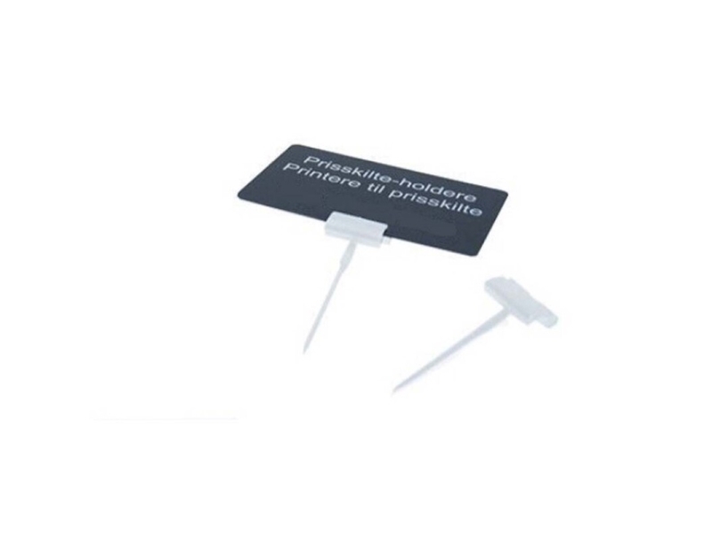 Prisskilteholder hvid m/stilk til plastkort mm. - (100 stk.)