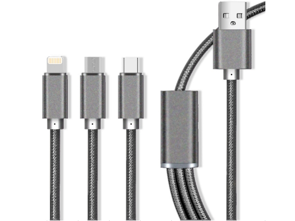 Maxlife Oem001651, Usb A, Usb C/Micro-Usb B/Lightning, Grå