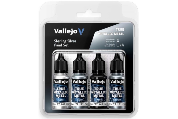 True Metallic Metal-set sterlingsilver 4x18 ml | Radiostyrd - Tillbehör - Airbrush, färger, dekor | GameStuff