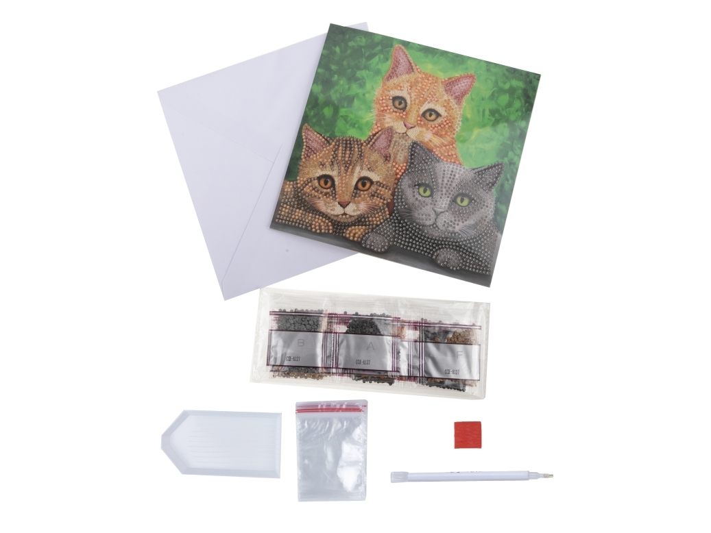 Cat Portrait, Crystal Art Card Kit billede