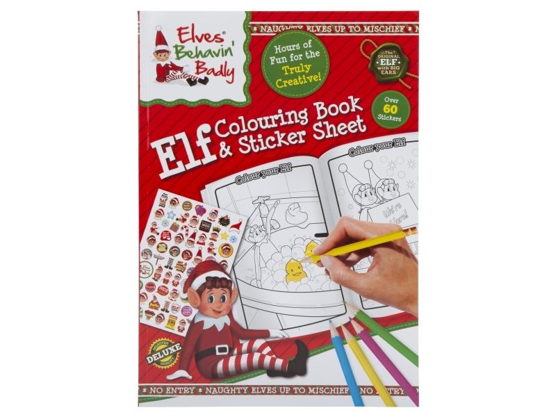 Elves Behavin' Badley A4 Elf Colouring Book 48 pages with Sticker Sheet