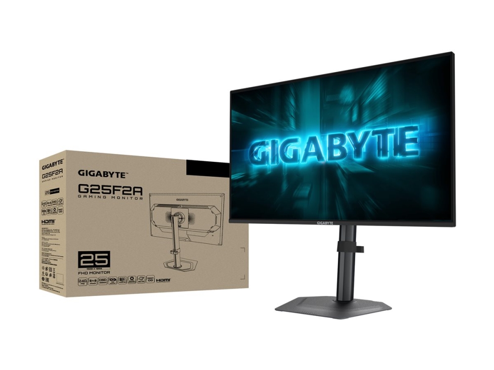 Gigabyte G25f2a 25" Fhd Gaming Monitor - 1920 X 1080, 240Hz, 1Ms, 300 Cd/M², Display Hdr 10, Hdmi 2.0, Displayport 1.4, 62.2 Cm (24.5"), 1920 X 1080