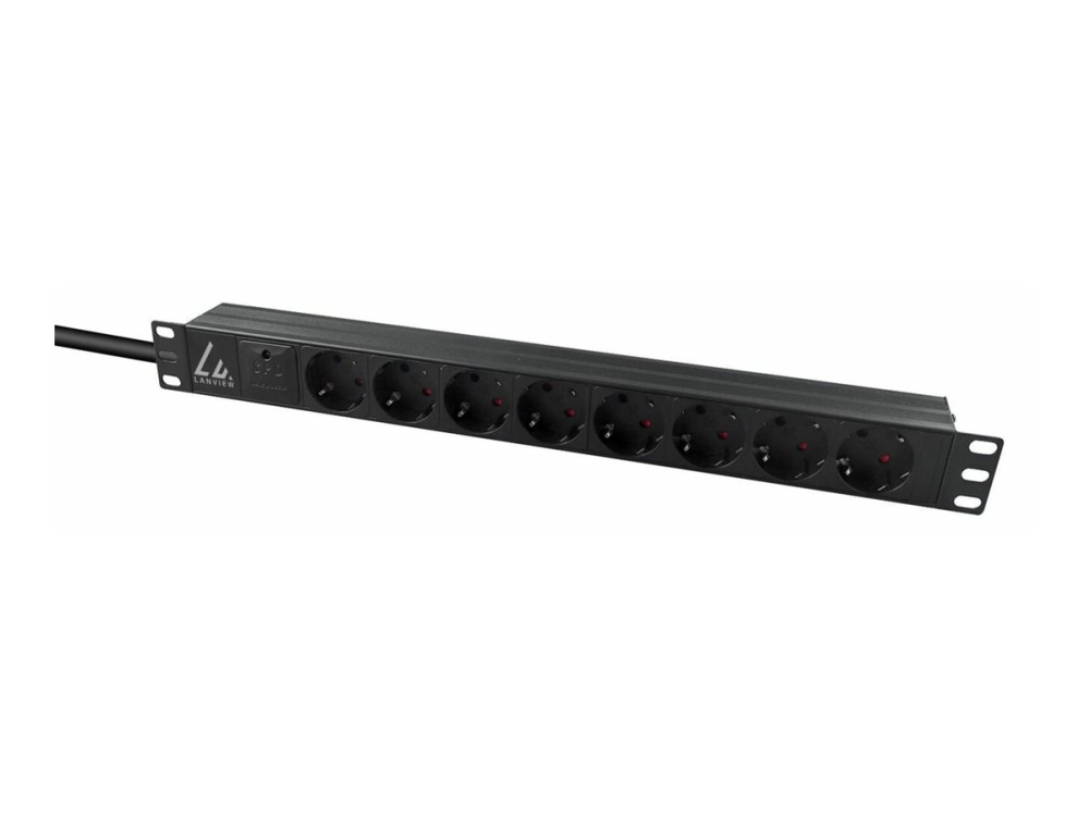 Lanview - Strømfordelingsenhed (Rackversion) - Ac 230 V - 1-Faset - Eingang: Typ F - Ausgang-Stikforbindelser: 8 (8 X Typ F) - 1U - 19" - 2 M Ledning