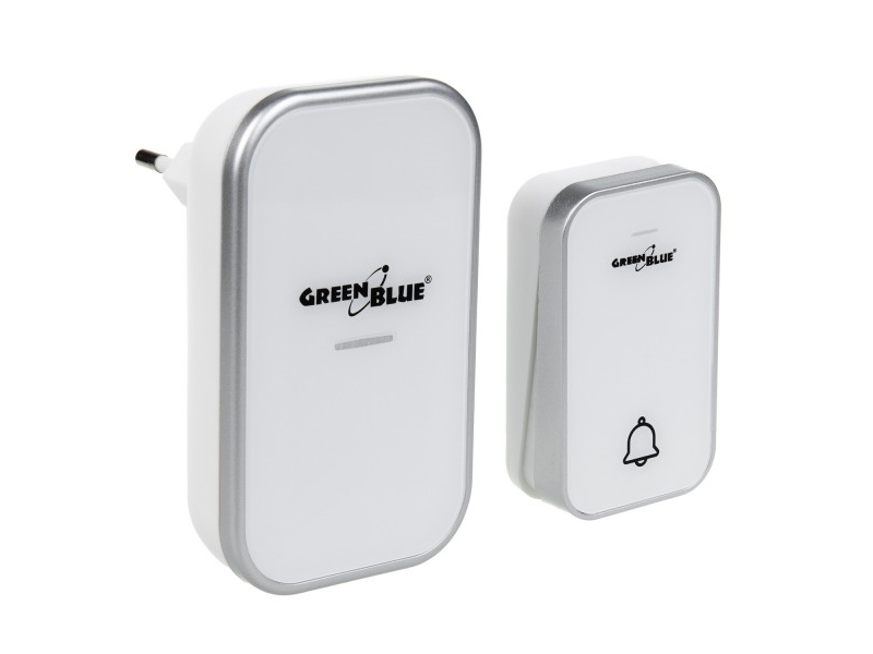 GreenBlue trådlös batterifri kinetisk dörrklocka, 38 melodier, vit, räckvidd 200 m, IP44, GB157 W | EL Artiklar - Andra EL - Dörrklocka & Bell | GameStuff