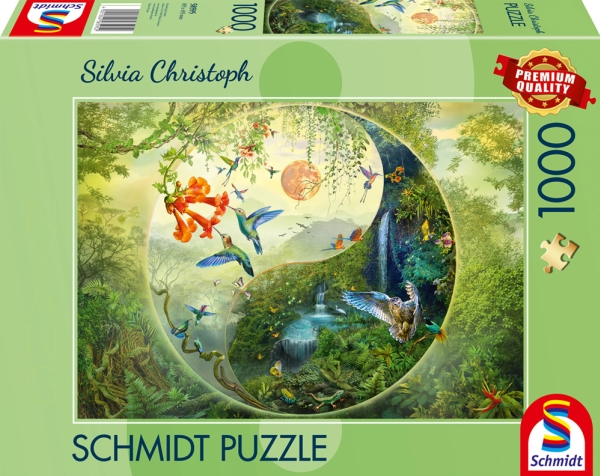 Schmidt Spiele Silvia Christoph: Yin & Yang In The Forest Of Hummingbirds, Puzzle 1000 Pieces