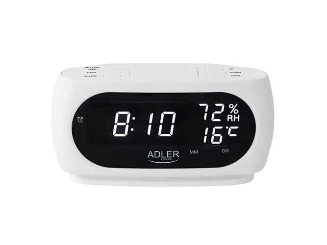 Adler Ad 1186 Weiß Wecker Mit Temperatur- Und Luftfeuchtigkeitsmessung