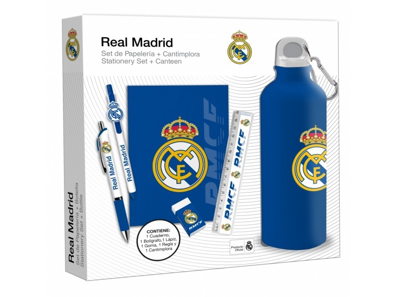 650 Ml Bottle With Real Madrid Stationery Set Rm00029
