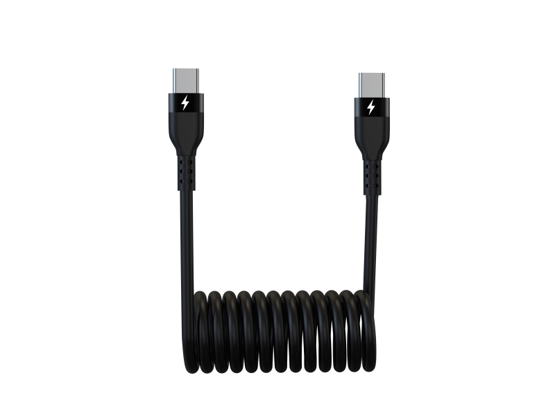 Sinox USB C-spiralkabel. 1m. Sort | Datortillbehör - Kablar & adaptrar - Datakablar | GameStuff