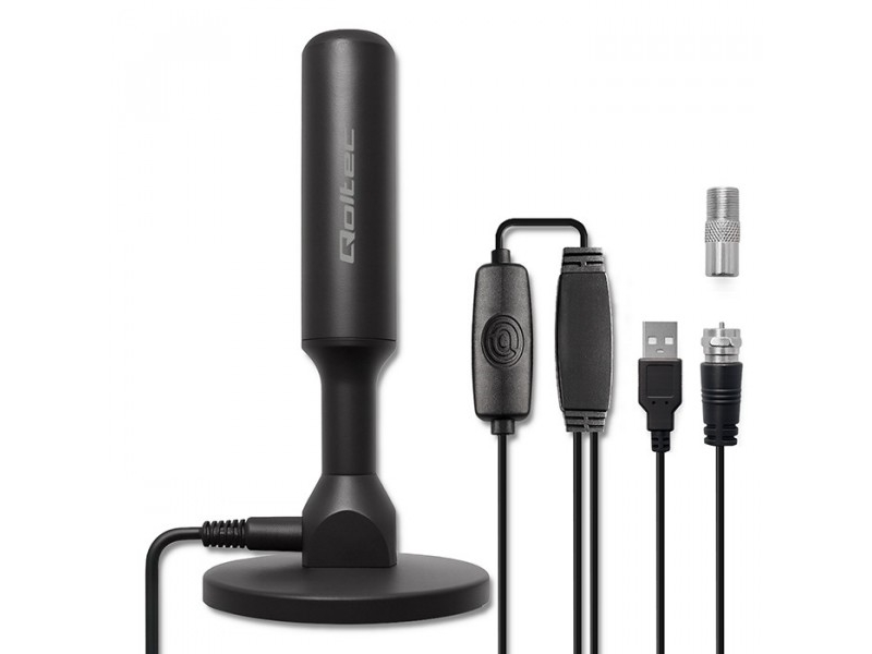 Qoltec Indendørs Dvb-T2 Tv-Antenne Med Signalforstærker Og Magnetisk Base | 4K | 28Dbi | 5M