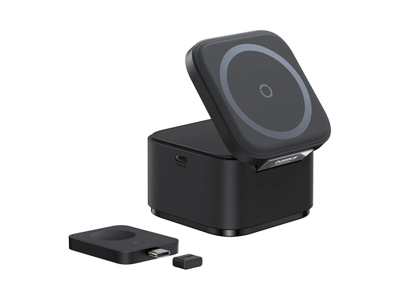 Baseus Magpro 3In1 25W Magsafe-Kompatibel Induktiv Oplader Til Telefon Og Smartwatch - Sort
