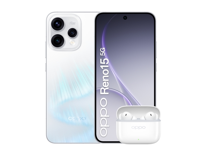Oppo Reno15 5G Aurora White Box, 16,7 Cm (6.59"), 8 Gb, 512 Gb, 50 Mp, Android 16.0, Hvid
