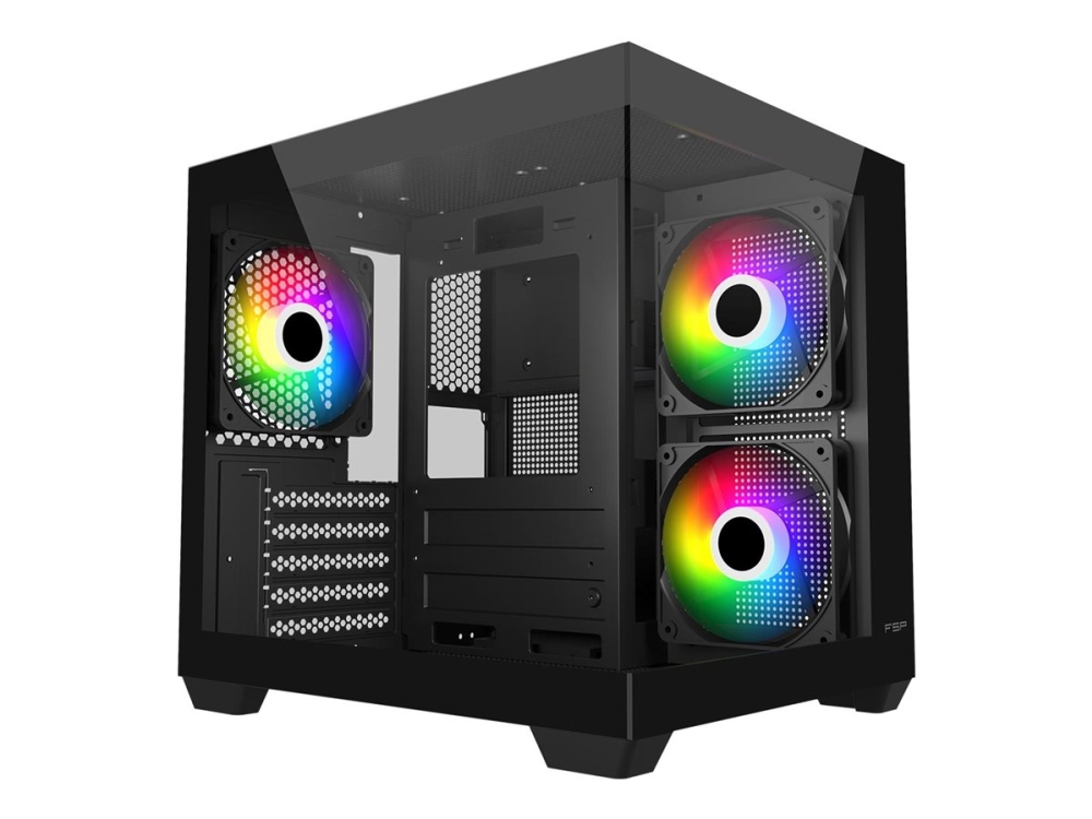 Fsp S140-Ba Gehäuse Mini Tower Mitx, Matx Schwarz Argb, Small Form Factor (Sff), Pc, Schwarz, Micro Atx, Mini-Itx, Glas, Spcc, Multi
