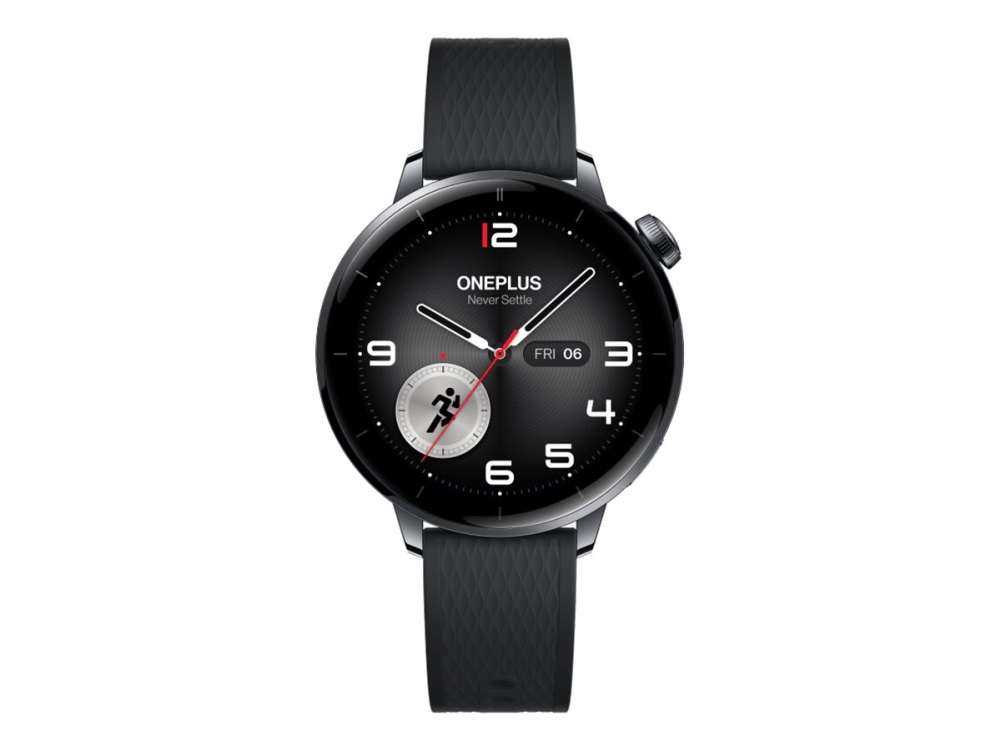 OnePlus Watch 3 - 43 mm - rustfrit stål - smart ur med rem - fluoroelastomer - håndledsstørrelse: 130-210 mm - display 1.32 - 32 GB - Bluetooth, Wi-Fi, NFC - 37.8 g - sort stål