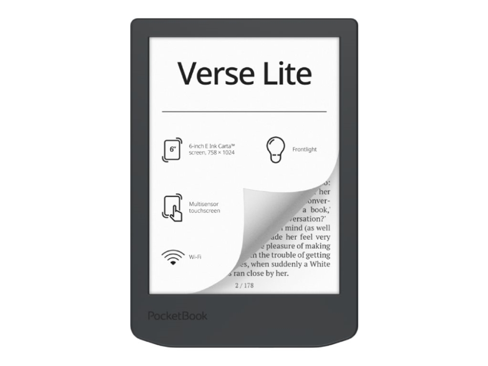 PocketBook Verse Lite - eBook læser - Linux 3.10.65 - 8 GB - 6 16 gråniveauer (4-bit) E Ink Carta (758 x 1024) - touch screen - Wi-Fi - midnat grå