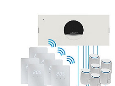 Pro trådløst programmeret pakkeløsning til gulvvarmesystem. Komplet 6 zoner.