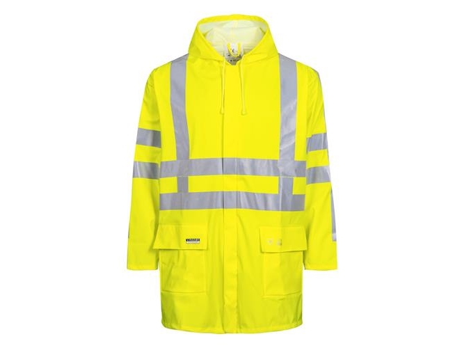Lyngsøe regnjakke vind & vandtæt, fast hætte med snøre, LR55, str. L Hi-vis gul