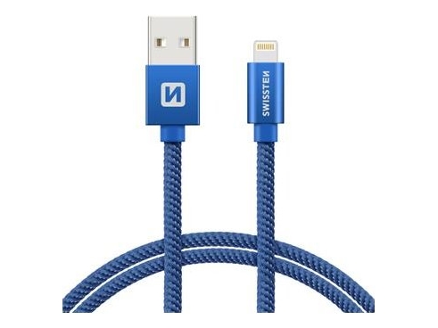 Swissten 71523308, 2 M, Lightning, Usb A, Hanstik, Hanstik, Blå