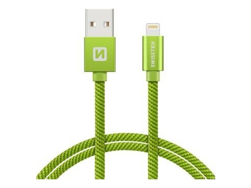 Swissten 71523307, 2 M, Lightning, Usb A, Hanstik, Hanstik, Grøn
