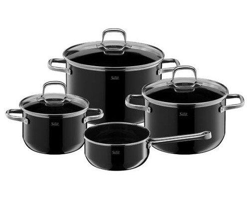 Silit Elegance Line Topfset 4-Teilig, Silargan Schwarz, Für Alle Herdarten, Kratzfest, Hitzebeständig Bis 250°C (3201019232)