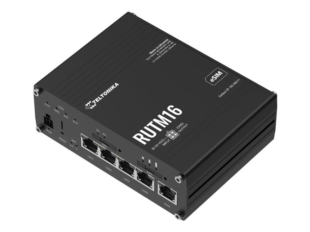 Teltonika RUTM16 - Trådlös router - WWAN 4-ports-switch - PPP, 1GbE - Wi-Fi 5 - Dubbelband - 3G, 4G - DIN-skenmonterbar, väggmonterbar, bordsmonterbar | Datorer & Surfplattor - Stationära datorer - Raspberry PI | GameStuff
