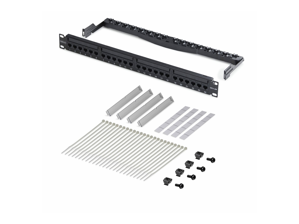 Startech - Patch-Panel - Vægmonterbar, Stativmonterbar - Cat 5E/6 - Utp - Sort - 1U - 19" - 24 Porte