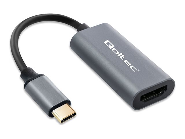 Qoltec - Videokort - USB-C hane till HDMI hona - 17 cm - svart, grafit - 4K60Hz (3840 x 2160) stöd, upp till 18 Gbps dataöverföringshastighet | Datorkomponenter - Grafikkort & Tilbehör - USB-grafikkort | GameStuff