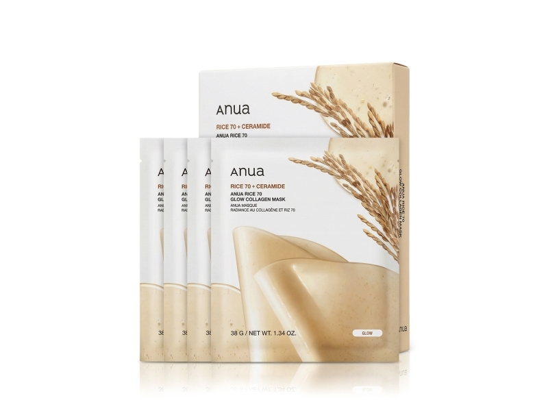 Anua Rice 70 + Ceramide Glow Collagen Mask 4 X 38 G