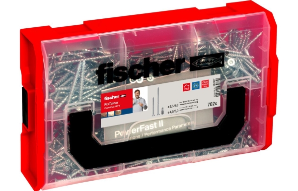 Fischer 562277, Skruesæt, Zinkbelagt Stål, Træ, Zink, Delvis Gevind, Forsænket Hoved