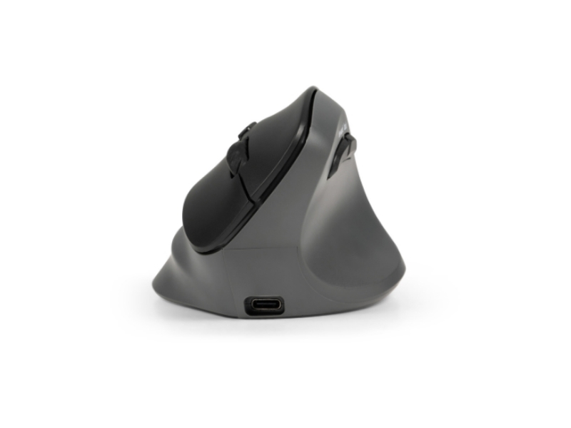 Bakkerelkhuizen Prf Pro, Right-Hand, Vertical Design, Optical, Rf Wireless + Bluetooth + Usb Type-C, 2400 Dpi, Black, Grey