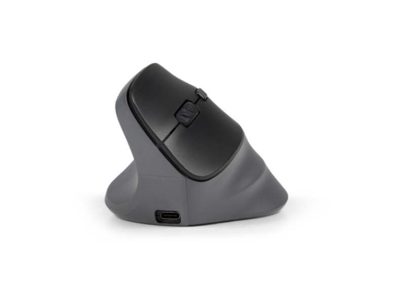Bakkerelkhuizen Prf Pro, Linkshänder, Vertikales Design, Optisch, Rf Wireless + Bluetooth + Usb Typ-C, 2400 Dpi, Schwarz, Grau
