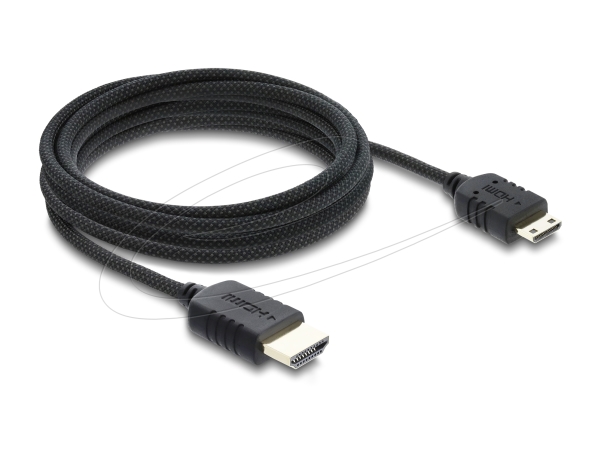 Delock - Ultra High Speed - Hdmi-Kabel - Hdmi Han Til 19 Pin Mini Hdmi Type C Han - 3 M - Tredobbet Afskærmet Koaksialkabel - Sort - 8K60 Hz (7680 X