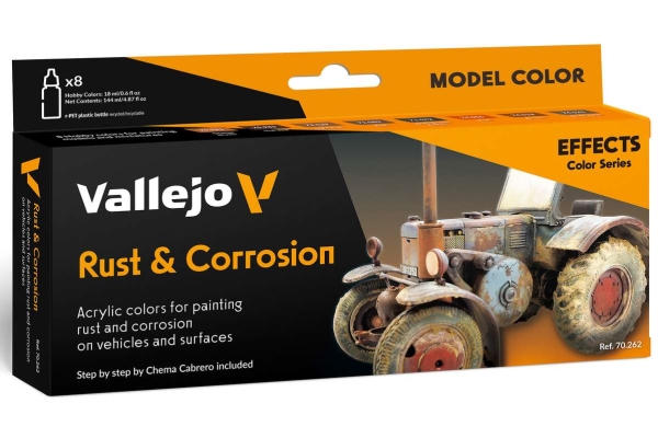 Vallejo 70.262 Model Color Effects Rust & Corrosion (8 x 18 ml) | Hobby - Färg vattenbaserad - Modell Färg | GameStuff