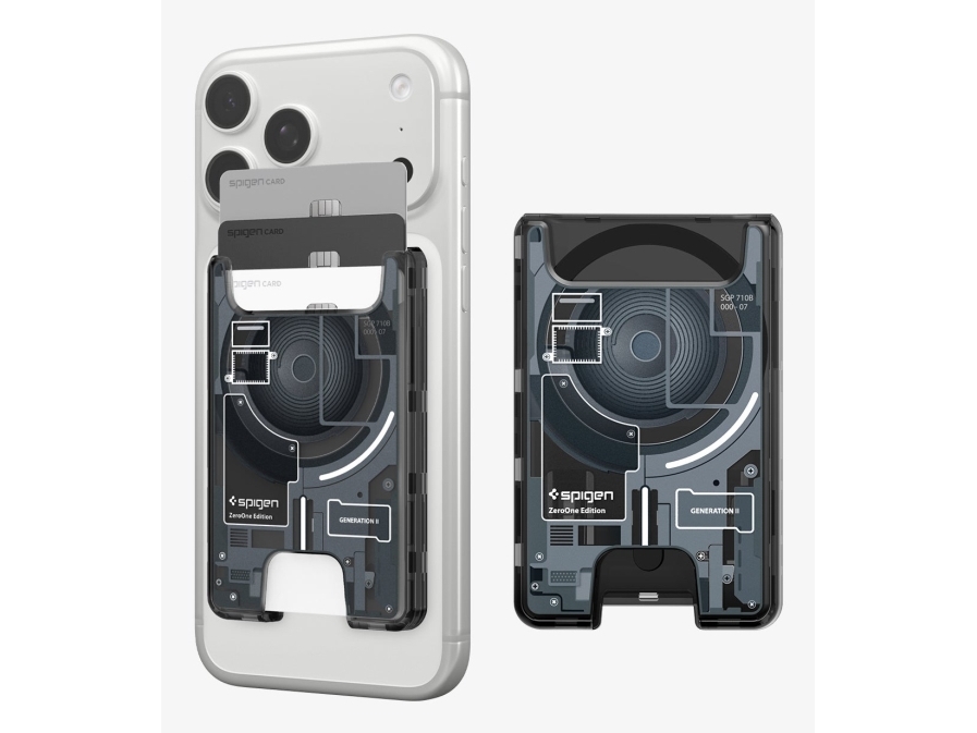 Spigen Ultra Hybrid Zero One V2, Kortholder, Sort, Grå, Polykarbonat (PC), Termoplastisk polyurethan (TPU), Apple, Apple - iPhone 12 or newer or with MagFit cases, Google - Pixel MagFit cases, 1 stk