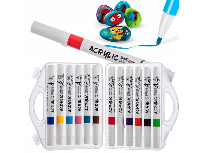 Extralink Rinkinys Acrylic Markers 12 Farben | Zum Malen 12 Blättchen