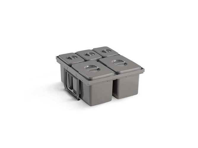 Intra Juvel Jazz 60-5 affaldssystem til udtrækskuffe - 2 stk. 12 liter beholdere og 3 stk. 5 liter beholder