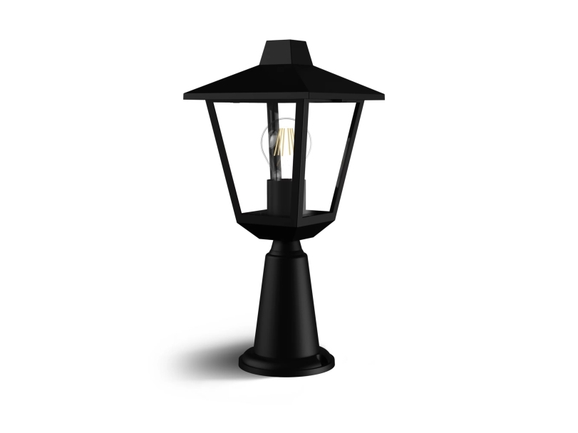 Philips Kinno piedestal 25 W E27 (Uden pære), Udendørs piedestal/postbelysning, Sort, Metal, IP44, Have, Terrasse, I