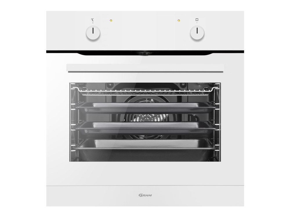 Gram Finedesign Io 5610-90 W - Ovn - Til Indbygning - Niche - Bredde: 56 Cm - Dybde: 56 Cm - Højde: 59.5 Cm - Med Selv-Rengøring - Klasse A - Hvid