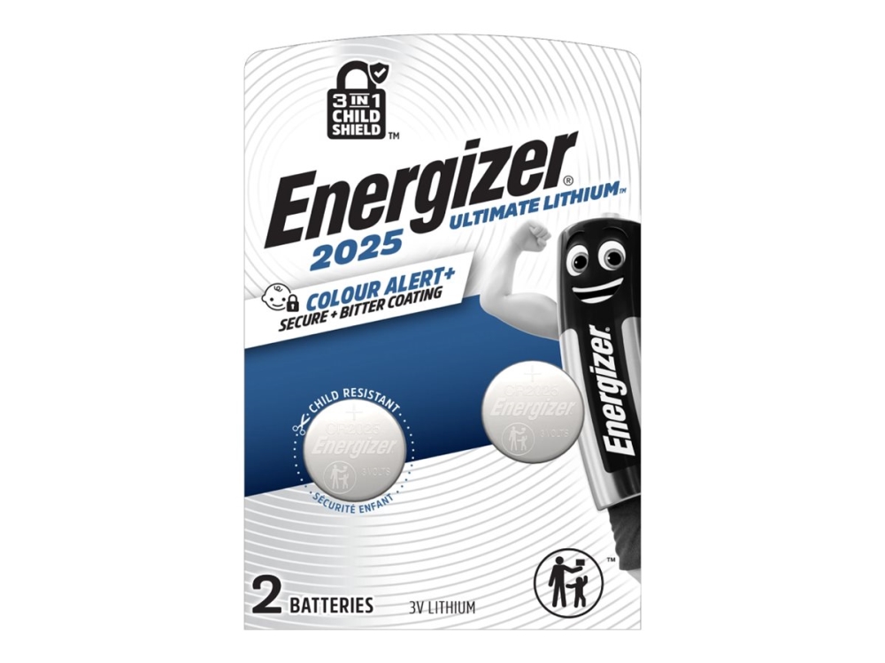 Energizer Ultimate Lithium 2025, Single-Use Battery, Cr2025, Lithium, 3 V, 2 Pc(S), Silver