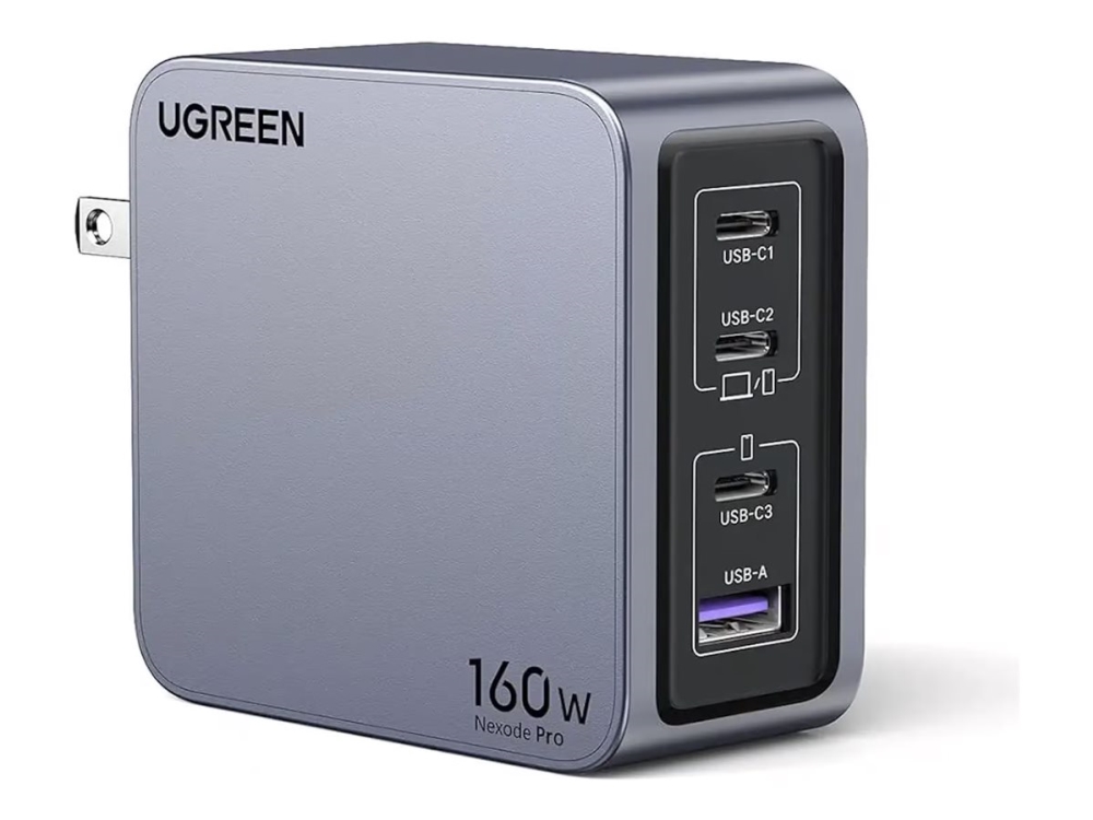 Ugreen Nexode Pro 160W Gan Charger With Usb-C Cable, Drinnen, Ac, Schwarz, Grau