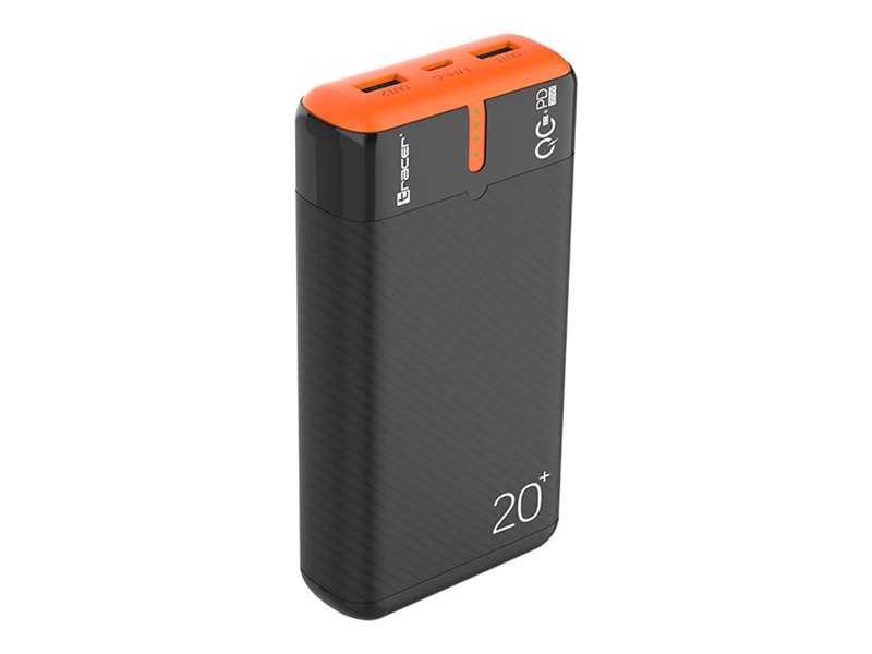 Tracer EnerGen - Powerbank - 20000 mAh - 74 Wh - 22.5 Watt - 3 A - PD, QC 3.0 - 3 output-stikforbindelser (2 x USB, USB-C)
