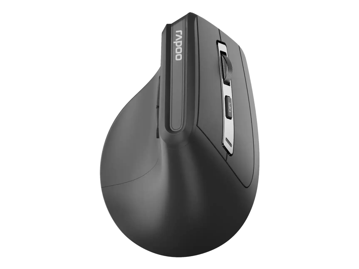 Rapoo Ev310m, Højre Hånd, Vertikal Design, Optisk, Rf Trådløs + Bluetooth, 2400 Dpi, Sort