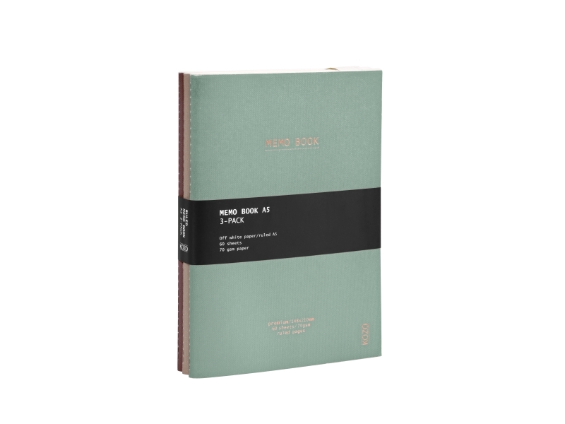 Kozo Notizbuch A5 3Er Pack Kaffee Sand Aloe Vera