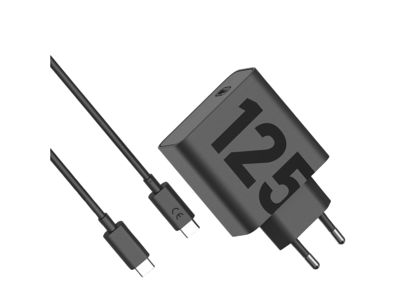 Motorola Turbopower 125W Dual 2X Usb-C Netoplader Med Usb-C Kabel 1M Sort