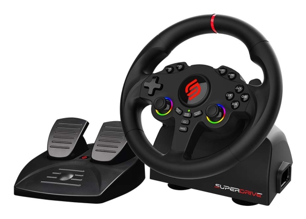 Subsonic Superdrive 220 RS, Ohjauspyörä + polkimet, Nintendo Switch, PC, PlayStation 4, Xbox One, Xbox Series S, Xbox Series X, D-pad, Kotipainike, Valikkopainike, Asetukset-painike, Jaa-painike, View button, Monivärinen, 180°, Langallinen