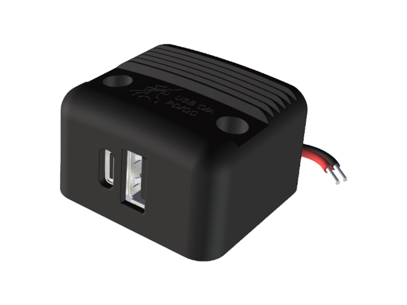 Dobbelt USB-C/A stik til påbygning 12/24V