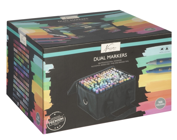 Nassau Fine Art Dual Markers 168-sæt + opbevaringstaske