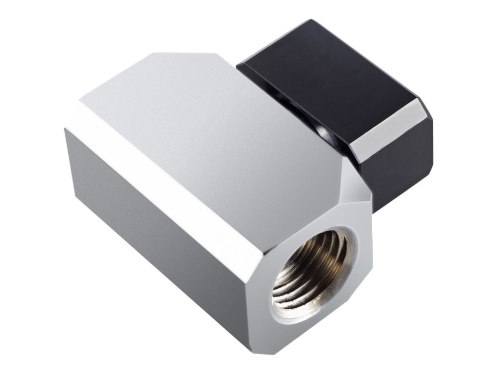 Phanteks Glacier 35Mm Premium Ball Valve G1/4 - Ventil Til Væskekølesystem - Sort Anodiseret, Kromspejl