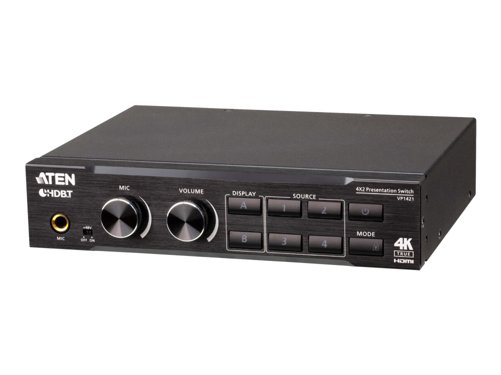 Aten 4 X 2 True 4K Präsentation Matrix Switch Mit Skalierung, Dsp Und Hdbaset-Lite, Skalierungs-Matrix-Schalter, 4096 X 2160 Pixel, Schwarz, Metall,
