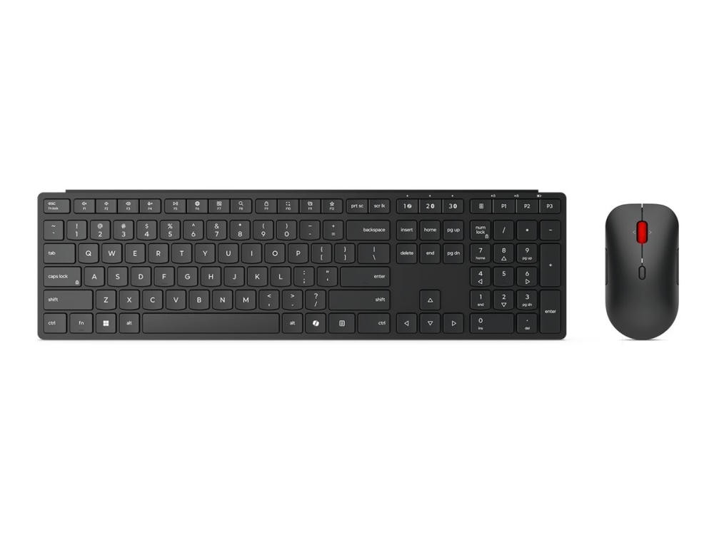 Lenovo Multi-Mode Pro Combo 6000 - Sæt Med Mus Og Tastatur - Trådløs - 2.4 Ghz, Bluetooth 5.3 - Litauisk - Formørkelsessort - Brun Kasse