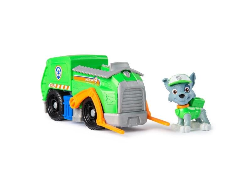 Paw Patrol Rocky-Figur Mit Recycling-Truck, Stabiles Basis-Fahrzeug (2025), Authentisches Spielzeug Zur Serie Für Kinder Ab 3 Jahren, Müllwagen, 3 Ja